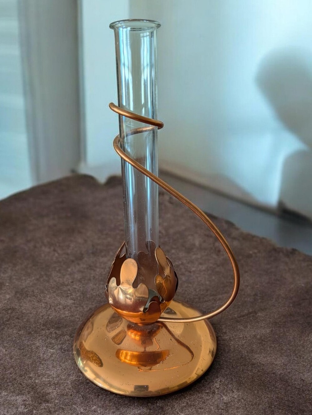 Copper Bottom Bud Vase With Glass Insert